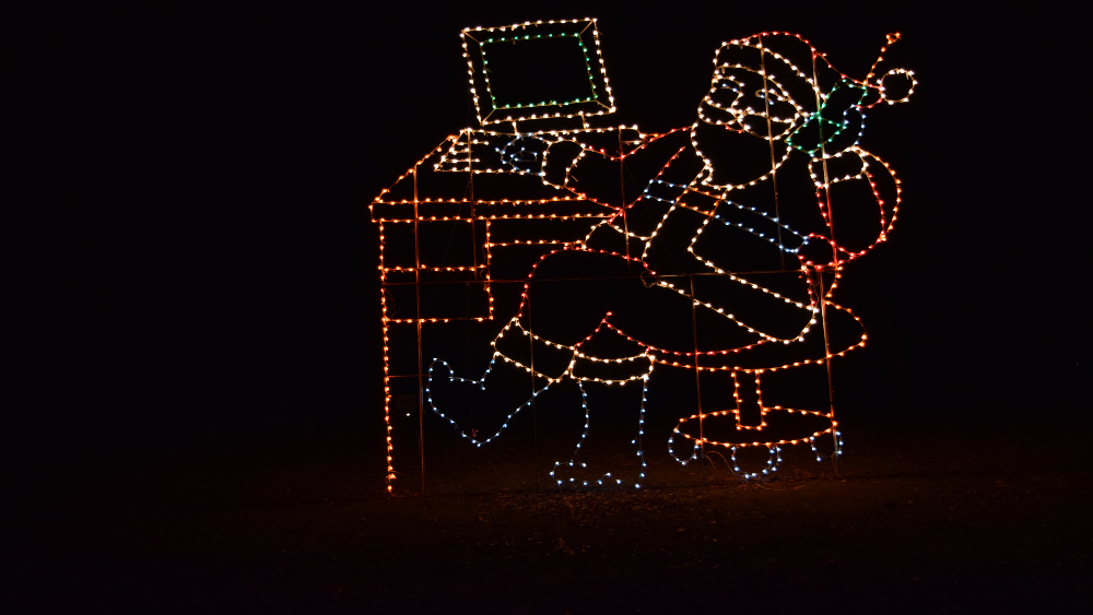 Santa made from lights at Midwest City Light Show